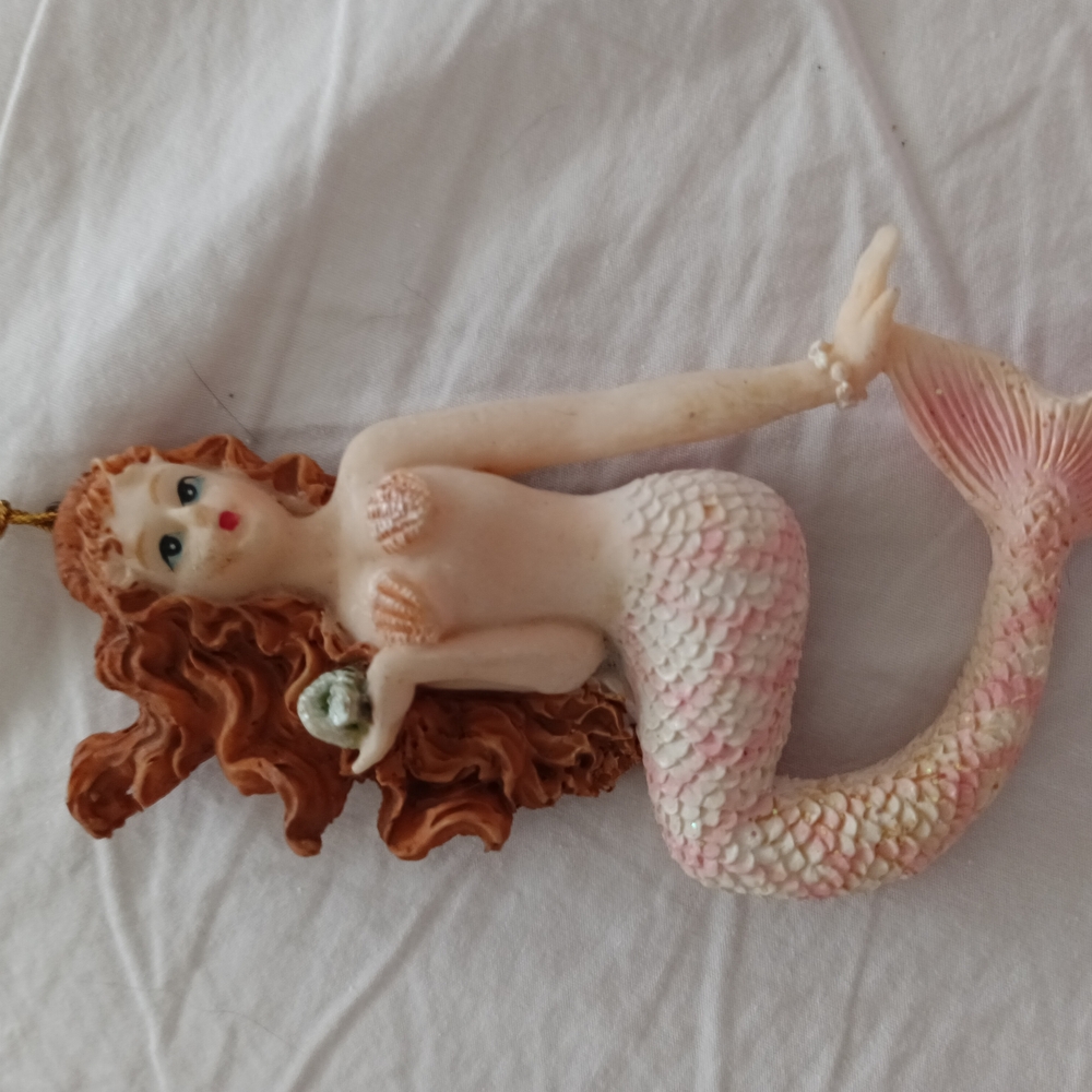 Mermaid Ornament with Pink and Brown Accents